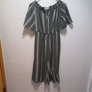 Bailey Blue Wide Leg Cropped Jumpsuit Tie Front Size Small